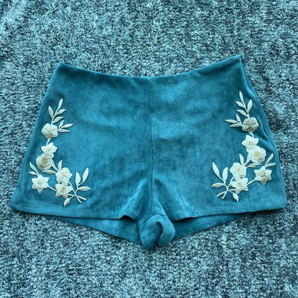 Boutique Embroidered High Waisted Shorts